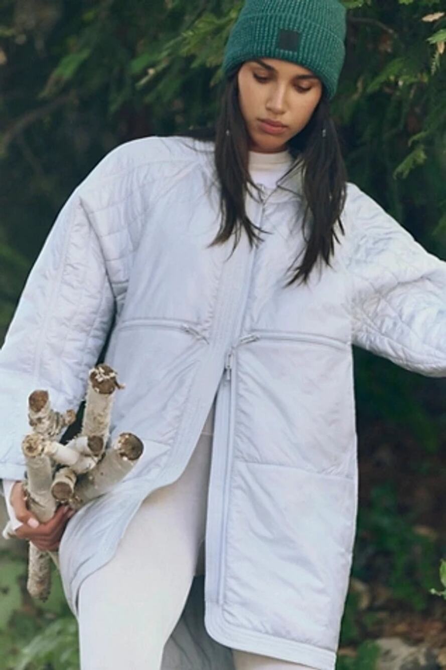 Free People Light As a Feather oversized packable gray jacket size small
